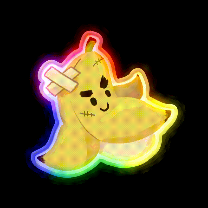 Bandaged Punk Banana Snack Food Led Neon Sign Rgb Color - LED neon sign close-up detail