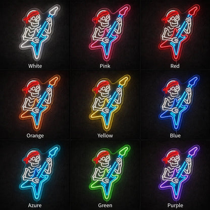 Bandana Skeleton Guitar LED Neon Sign - Shineneon