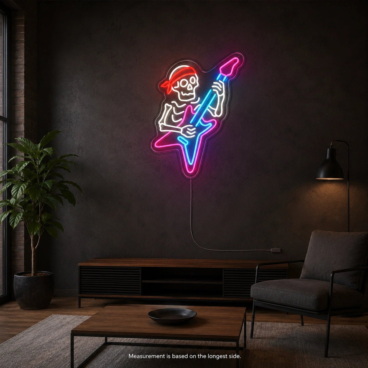 Bandana Skeleton Guitar LED Neon Sign - Shineneon