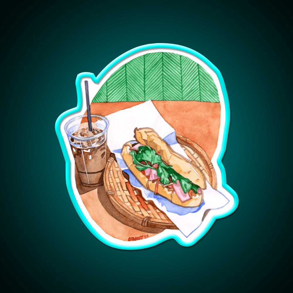 Banh Mi And Milk Tea Snack Food Led Neon Sign Rgb Color - Shineneon