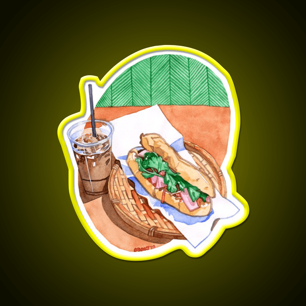 Banh Mi And Milk Tea Snack Food Led Neon Sign Rgb Color - Shineneon