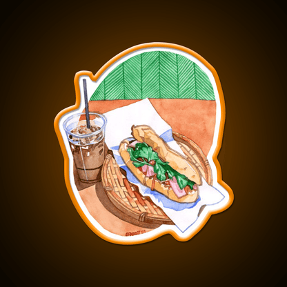 Banh Mi And Milk Tea Snack Food Led Neon Sign Rgb Color - Shineneon