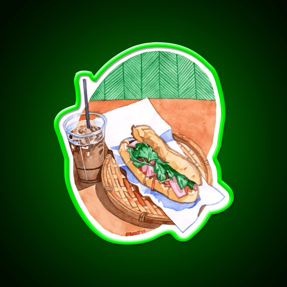 Banh Mi And Milk Tea Snack Food Led Neon Sign Rgb Color - Shineneon