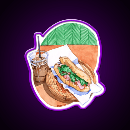 Banh Mi And Milk Tea Snack Food Led Neon Sign Rgb Color - Shineneon