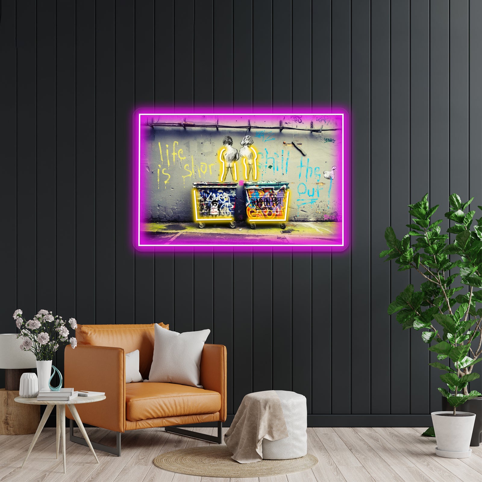 Banksy Chill The Duck Out Artwork Led Neon Sign - LED neon sign close-up detail