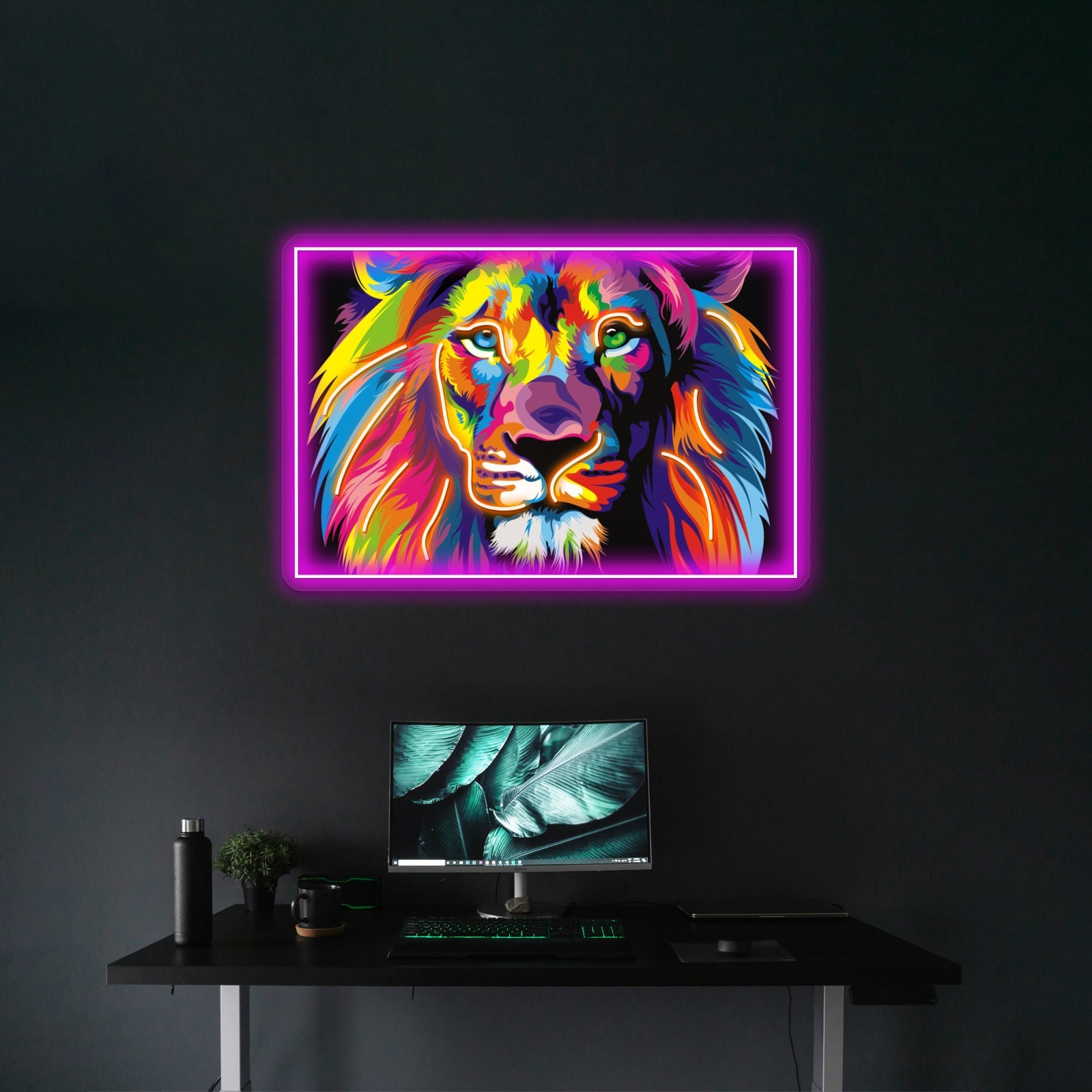 Banksy Rainbow Lion Graffiti Pop Art Painting Artwork Led Neon Sign - Shineneon
