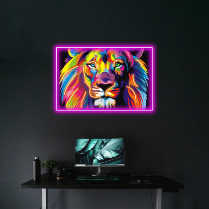 Banksy Rainbow Lion Graffiti Pop Art Painting Artwork Led Neon Sign - Shineneon