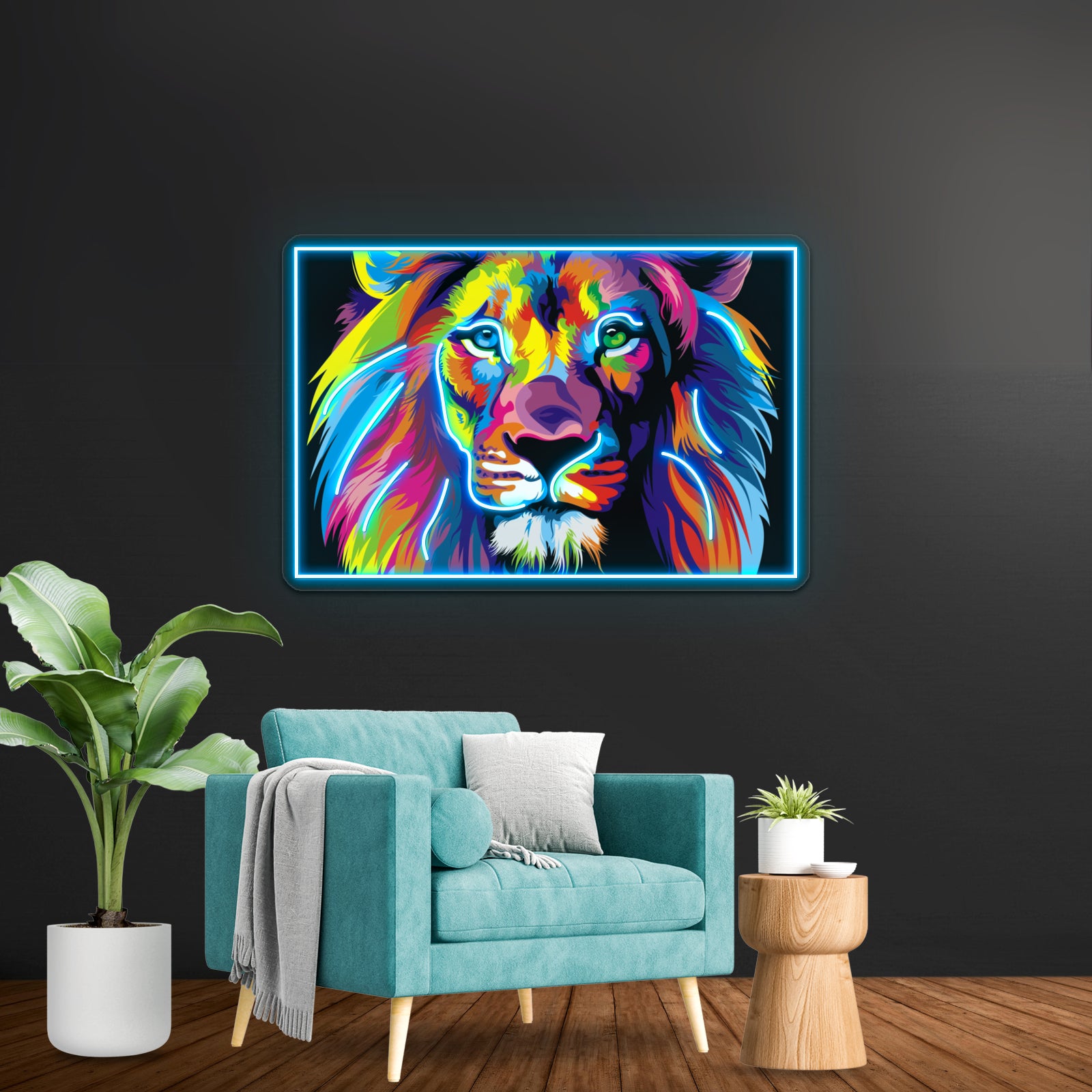 Banksy Rainbow Lion Graffiti Pop Art Painting Artwork Led Neon Sign