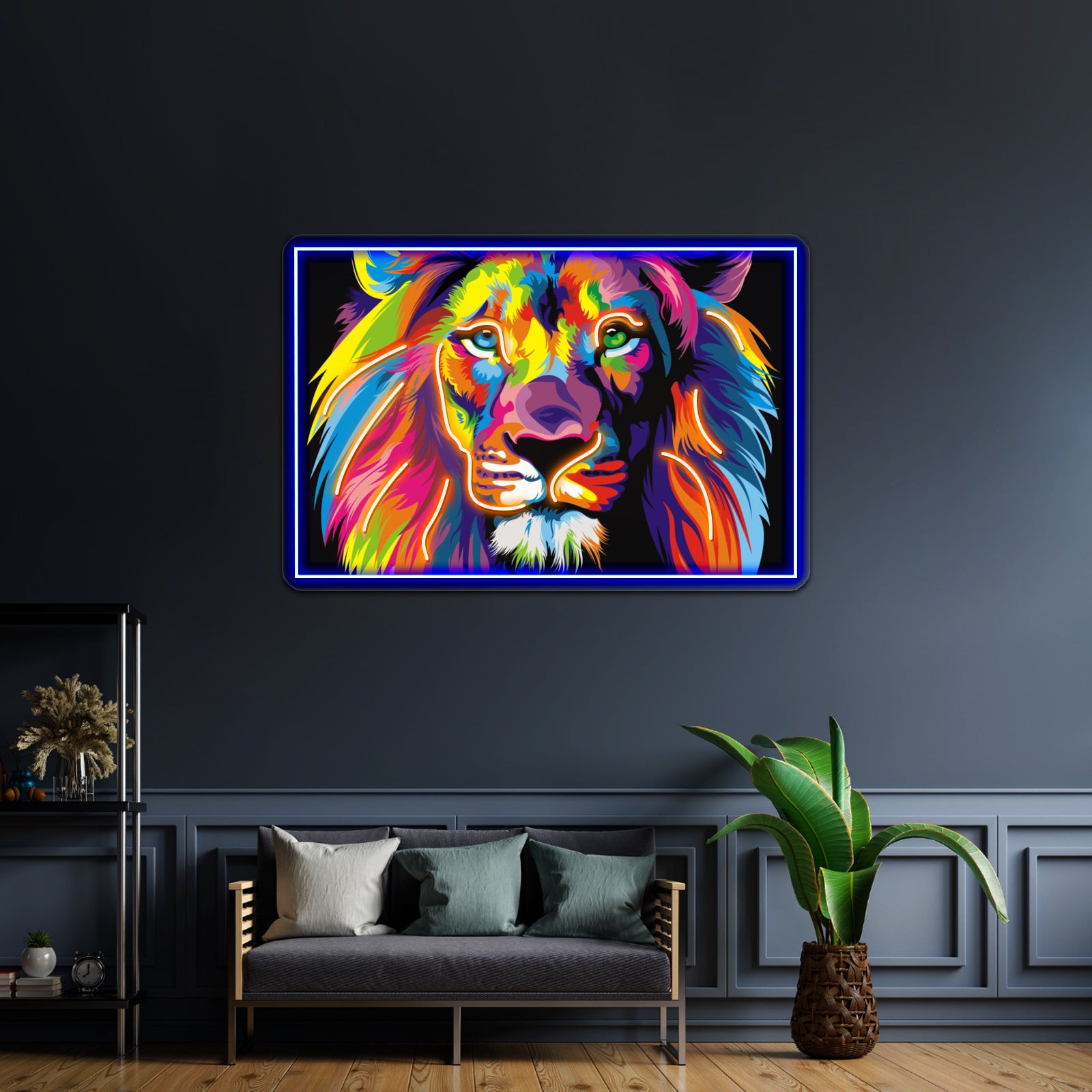 Banksy Rainbow Lion Graffiti Pop Art Painting Artwork Led Neon Sign