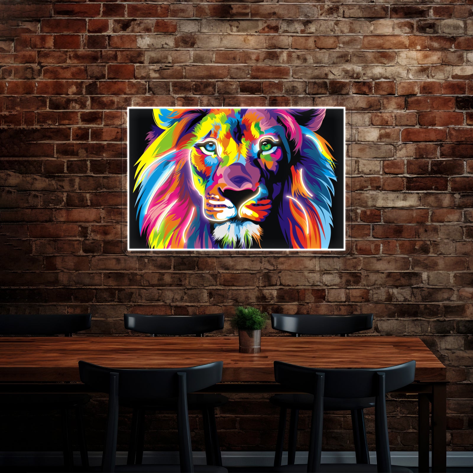 Banksy Rainbow Lion Graffiti Pop Art Painting Artwork Led Neon Sign