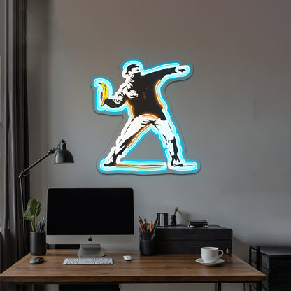 Banksy Underground Dancign Artwork Led Neon Sign - Size and dimension reference