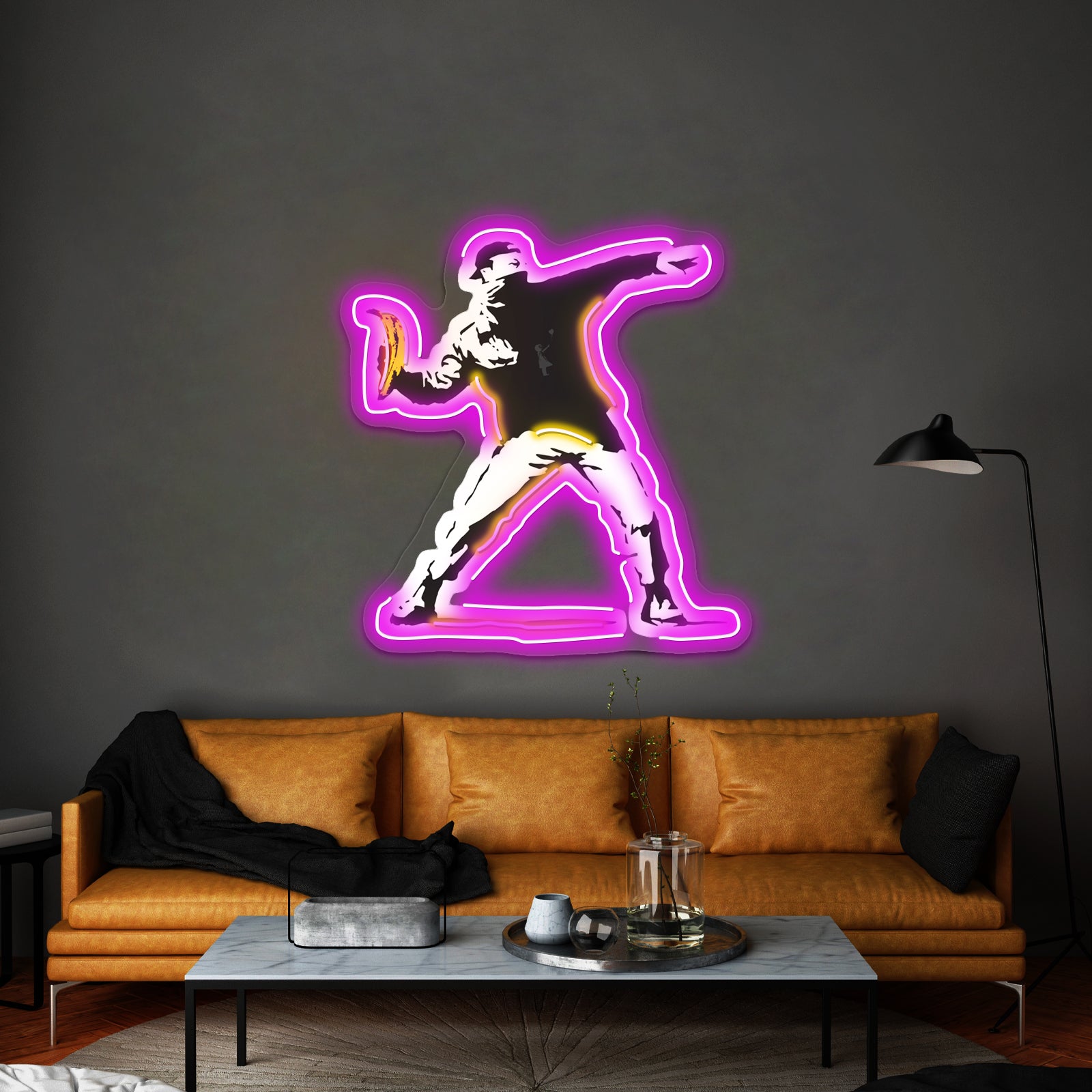 Banksy Underground Dancign Artwork Led Neon Sign - LED neon sign close-up detail