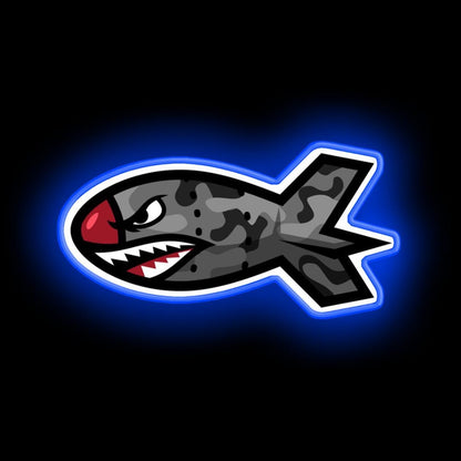 Bape Shark Bomb Torpedo Neon Sign - LED neon sign close-up detail