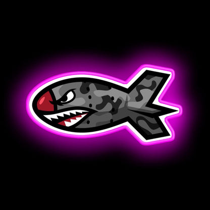 Bape Shark Bomb Torpedo Neon Sign - Size and dimension reference