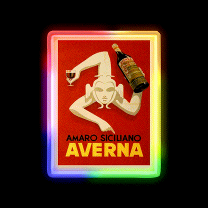 Bar Amaro Siciliano Averna Red Wine Cocktail Bar Decor Led Neon Sign Rgb Color - LED neon sign close-up detail