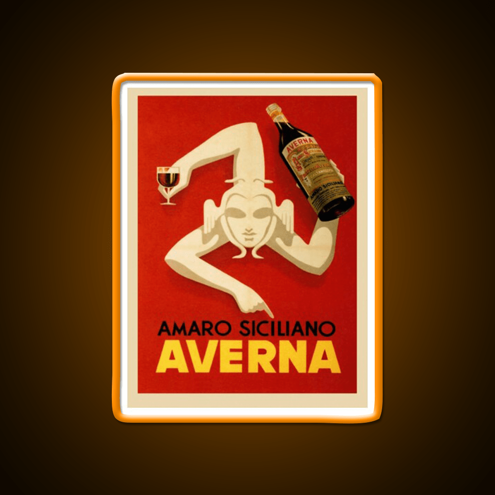 Bar Amaro Siciliano Averna Red Wine Cocktail Bar Decor Led Neon Sign Rgb Color - Shineneon