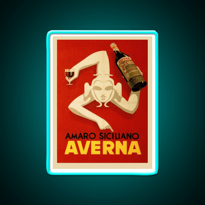 Bar Amaro Siciliano Averna Red Wine Cocktail Bar Decor Led Neon Sign Rgb Color - Shineneon