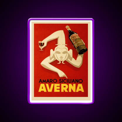 Bar Amaro Siciliano Averna Red Wine Cocktail Bar Decor Led Neon Sign Rgb Color - Shineneon