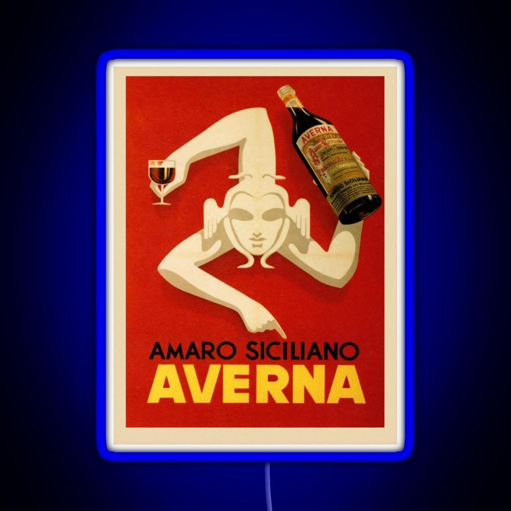 Bar Amaro Siciliano Averna Red Wine Italy Drink Rgb Neon Sign