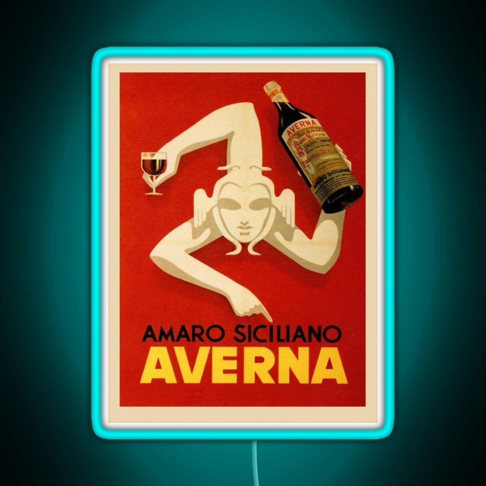 Bar Amaro Siciliano Averna Red Wine Italy Drink Rgb Neon Sign - LED neon sign view 5