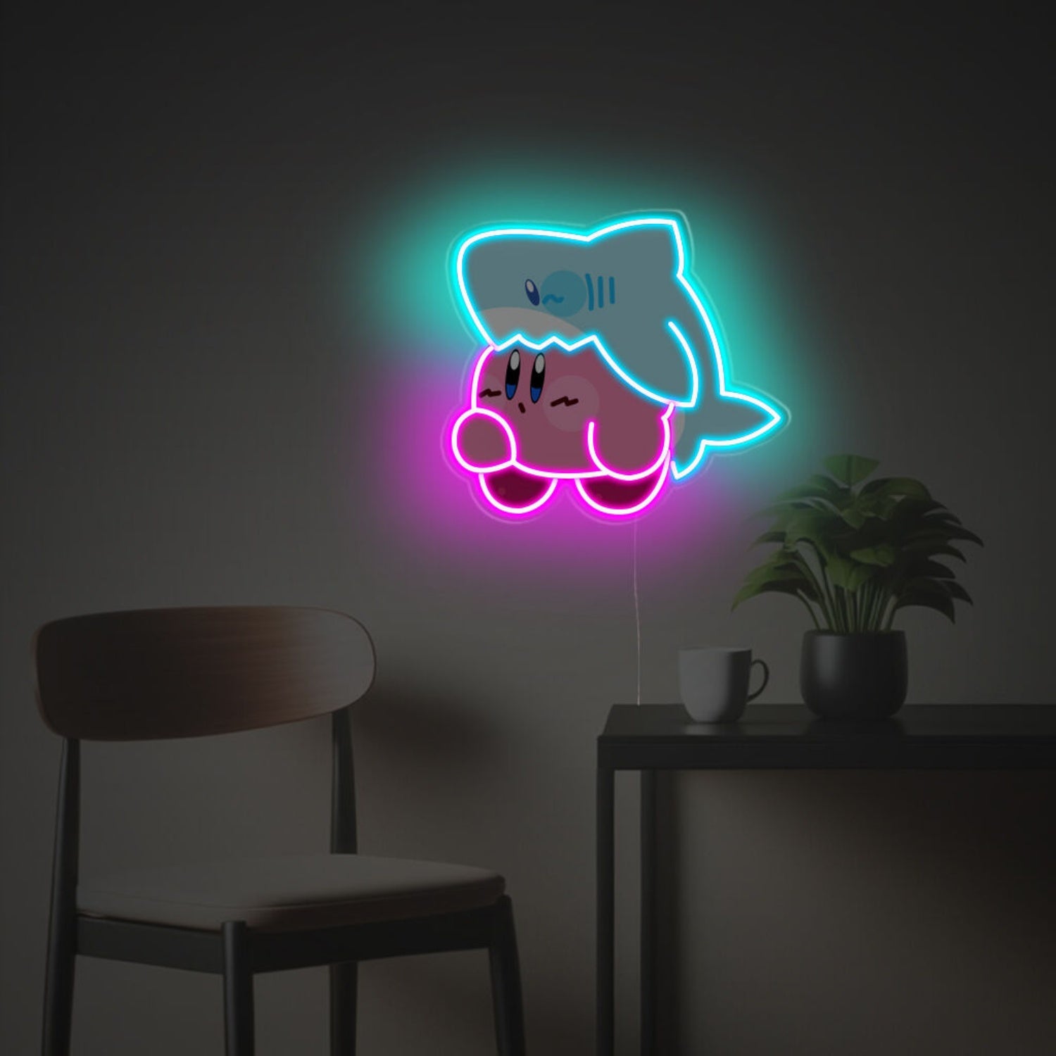 Bar Ambiance With Kirby With Cute Shark Led Neon Acrylic Artwork | Shineneon