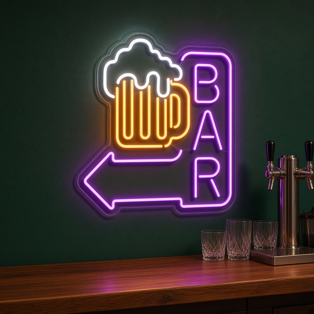 Bar Arrow Beer Mug LED Neon Sign