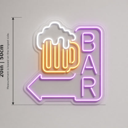 Bar Arrow Beer Mug LED Neon Sign