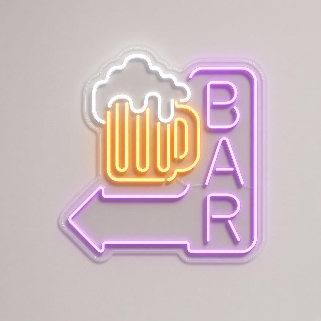 Bar Arrow Beer Mug LED Neon Sign