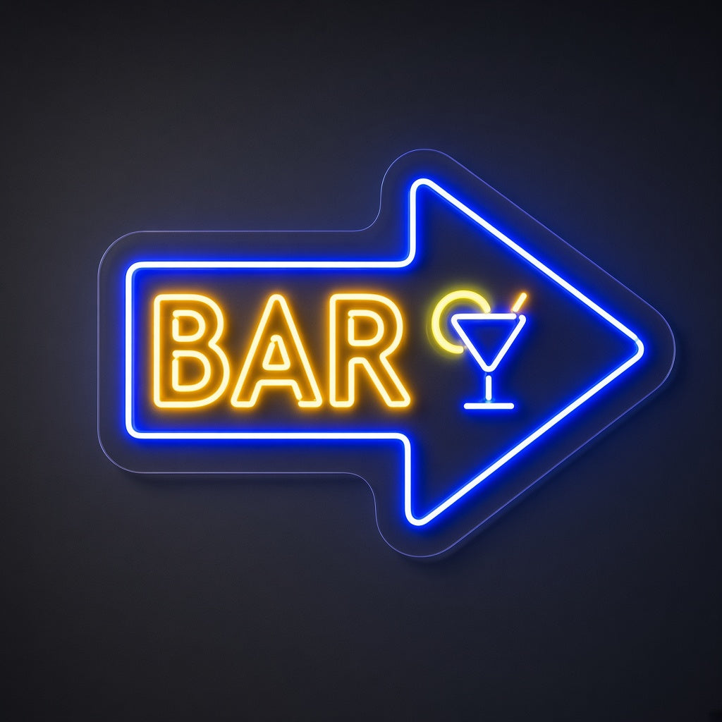 Bar Arrow Martini Glass LED Neon Sign