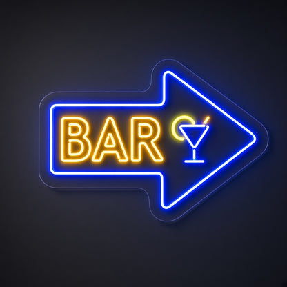 Bar Arrow Martini Glass LED Neon Sign