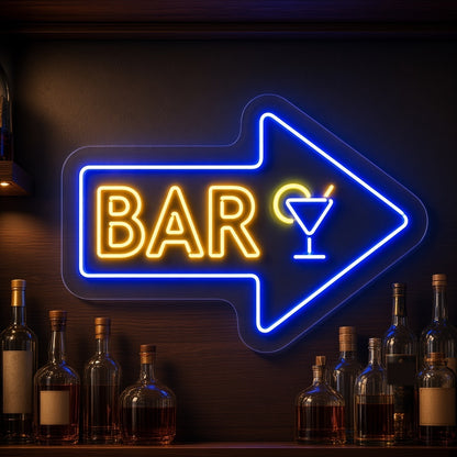 Bar Arrow Martini Glass LED Neon Sign