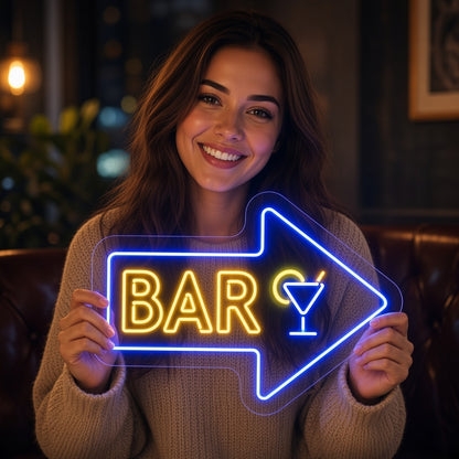 Bar Arrow Martini Glass LED Neon Sign