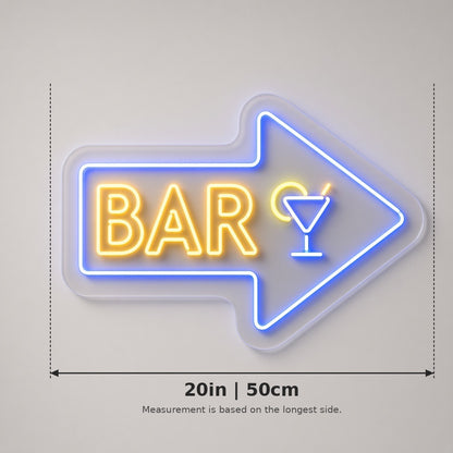 Bar Arrow Martini Glass LED Neon Sign