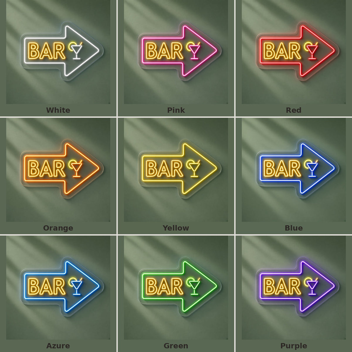 Bar Arrow Martini Glass LED Neon Sign