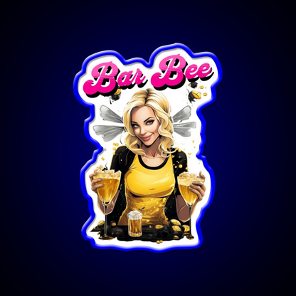 Bar Bee Blonde Bartender Bumble Bee Buzzing Man Cave Bar Led Neon Sign Rgb Color