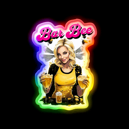 Bar Bee Blonde Bartender Bumble Bee Buzzing Man Cave Bar Led Neon Sign Rgb Color