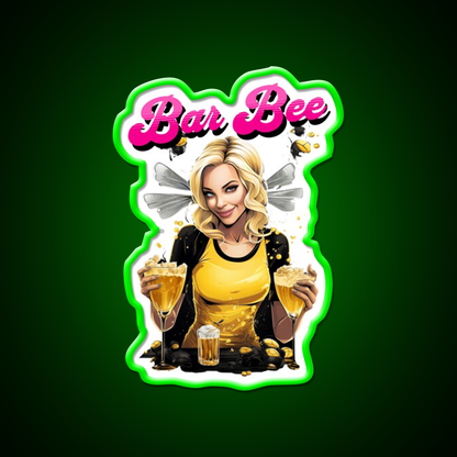 Bar Bee Blonde Bartender Bumble Bee Buzzing Man Cave Bar Led Neon Sign Rgb Color