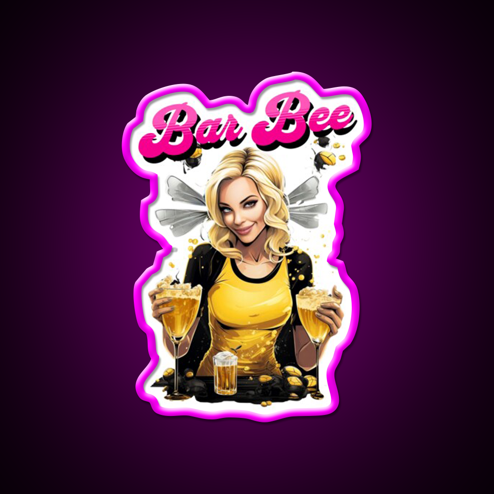 Bar Bee Blonde Bartender Bumble Bee Buzzing Man Cave Bar Led Neon Sign Rgb Color