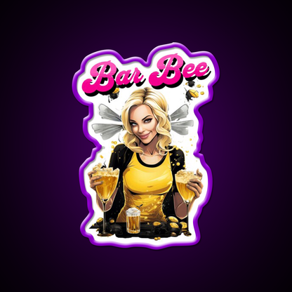 Bar Bee Blonde Bartender Bumble Bee Buzzing Man Cave Bar Led Neon Sign Rgb Color
