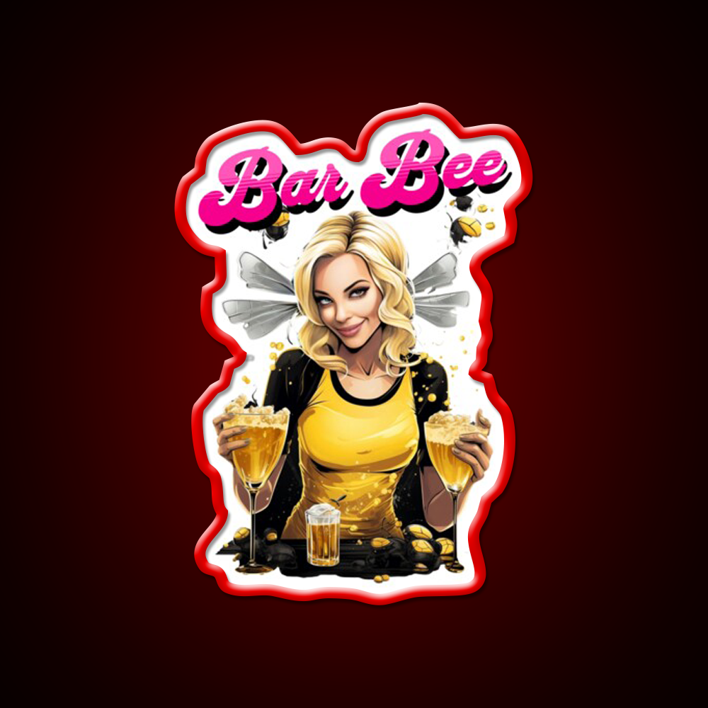 Bar Bee Blonde Bartender Bumble Bee Buzzing Man Cave Bar Led Neon Sign Rgb Color