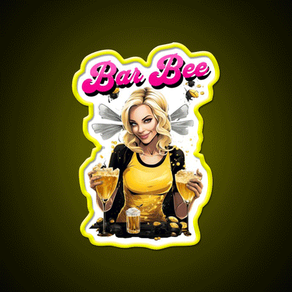 Bar Bee Blonde Bartender Bumble Bee Buzzing Man Cave Bar Led Neon Sign Rgb Color