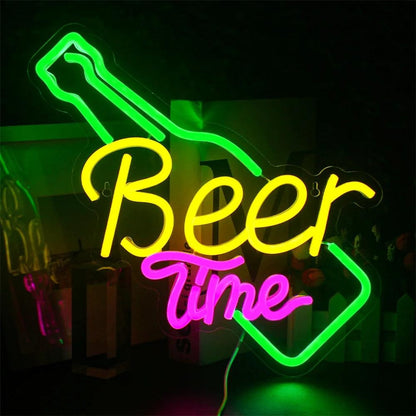 Bar Bottle Led Neon Sign With Blue Pink Yellow Lights For Restaurant Wall Decor | Shineneon