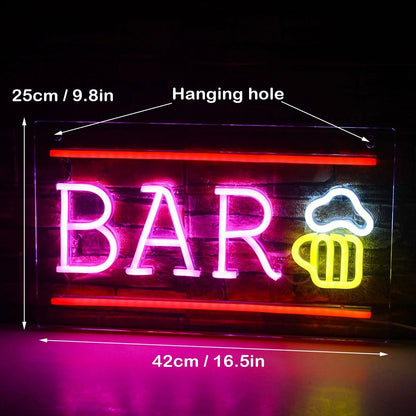 Bar Bottle Led Neon Sign With Blue Pink Yellow Lights For Restaurant Wall Decor | Shineneon