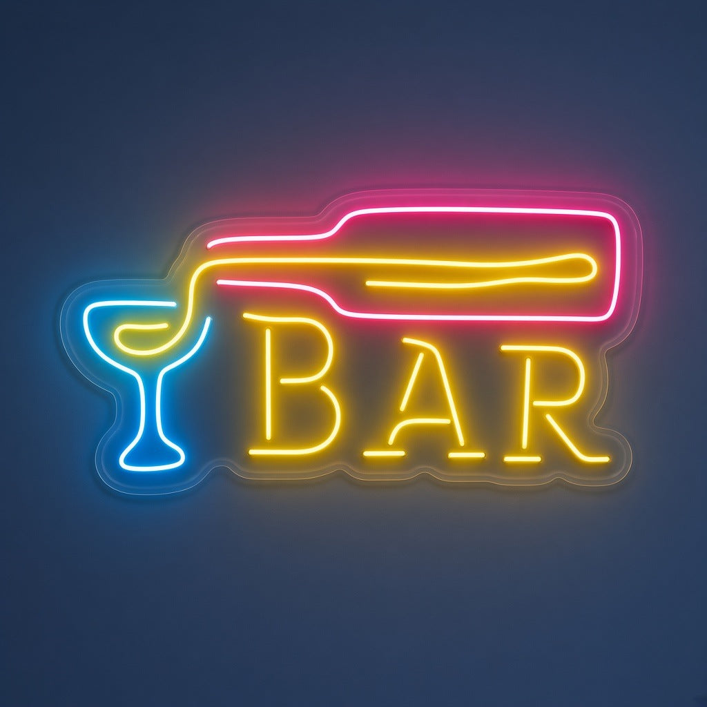 Bar Bottle Pouring Cocktail LED Neon Sign