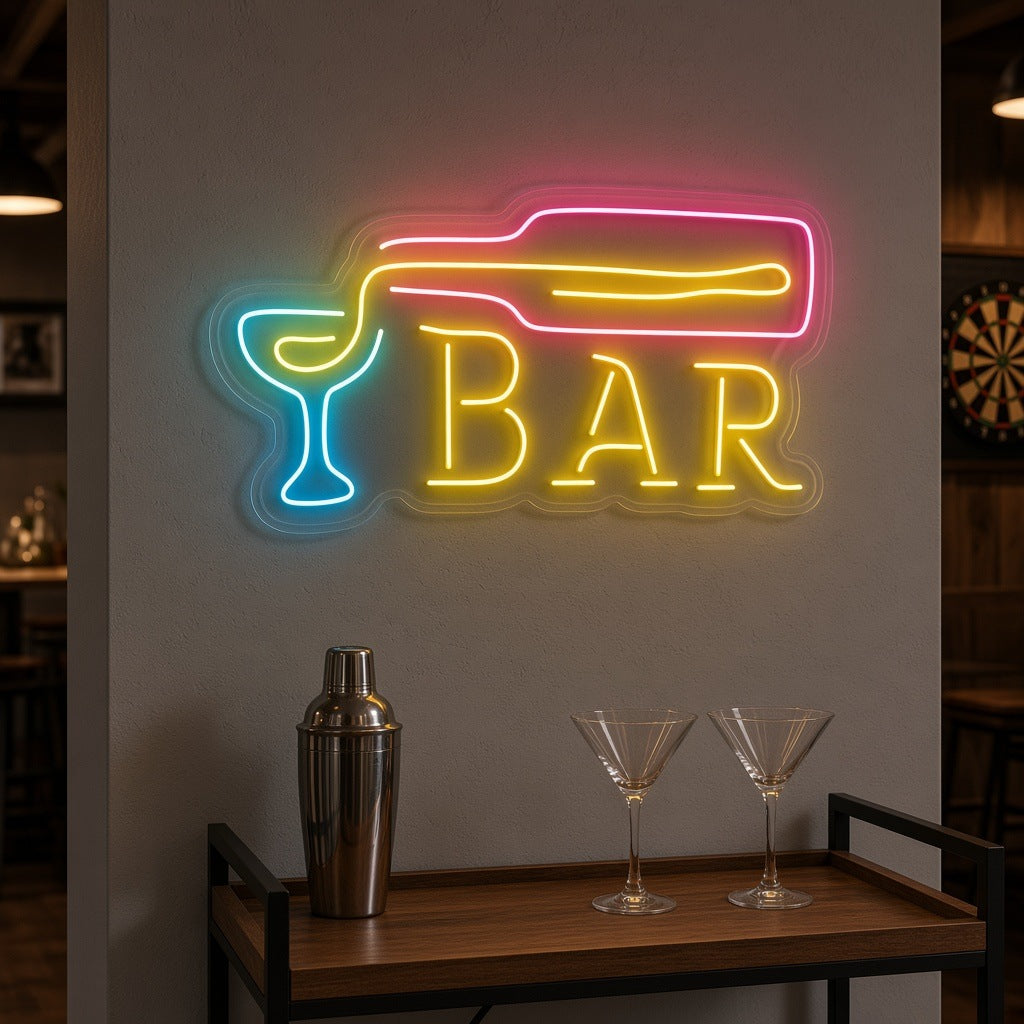 Bar Bottle Pouring Cocktail LED Neon Sign