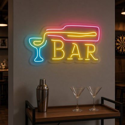 Bar Bottle Pouring Cocktail LED Neon Sign