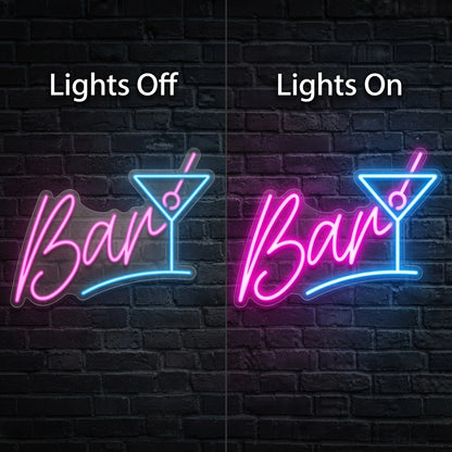 Bar Business LED Neon Sign - 06 Day Night Comparison