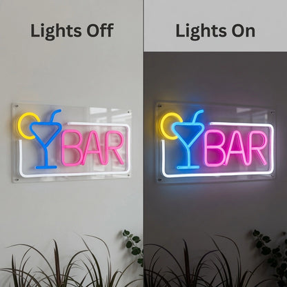 Bar Business LED Neon Sign Wall Decor - 06 Day Night Comparison
