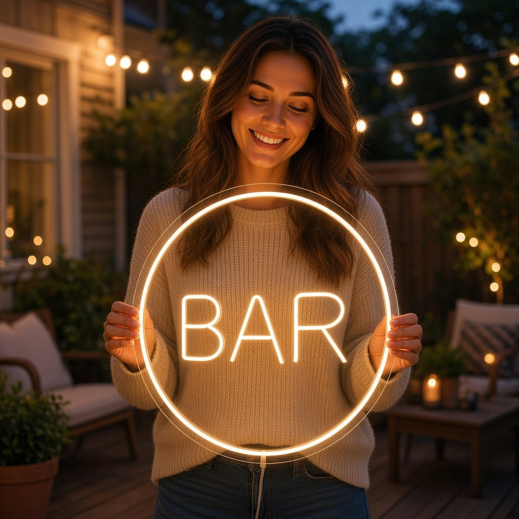 Bar Circle LED Neon Sign
