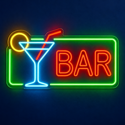 Bar Cocktail Glass Frame LED Neon Sign
